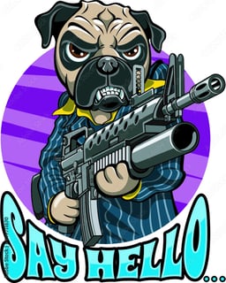 DOG WITH GUN