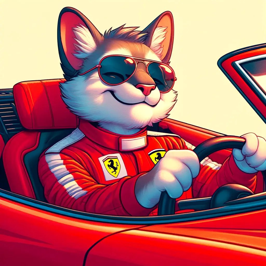 Cat in Ferrari